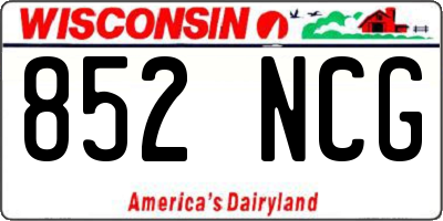 WI license plate 852NCG