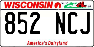 WI license plate 852NCJ