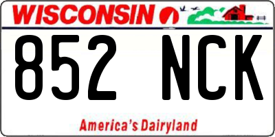 WI license plate 852NCK