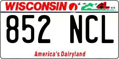 WI license plate 852NCL