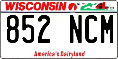 WI license plate 852NCM