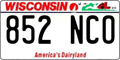 WI license plate 852NCO