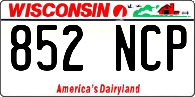 WI license plate 852NCP