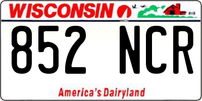 WI license plate 852NCR