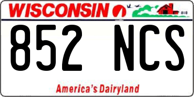 WI license plate 852NCS