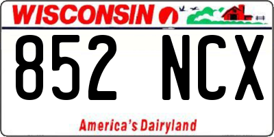 WI license plate 852NCX