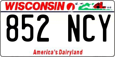 WI license plate 852NCY