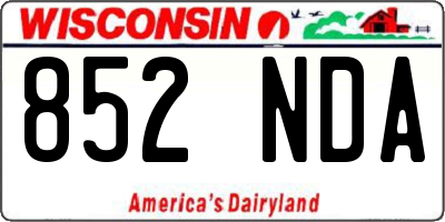 WI license plate 852NDA