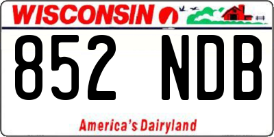 WI license plate 852NDB
