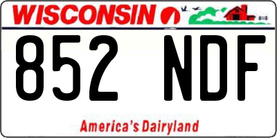 WI license plate 852NDF