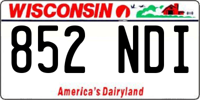 WI license plate 852NDI