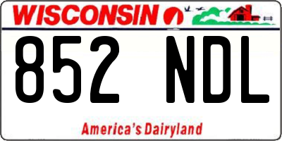 WI license plate 852NDL