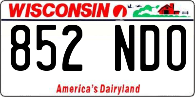 WI license plate 852NDO