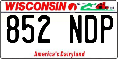 WI license plate 852NDP