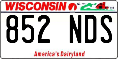 WI license plate 852NDS
