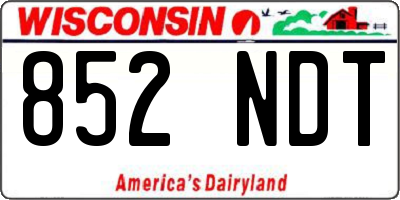 WI license plate 852NDT