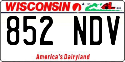 WI license plate 852NDV