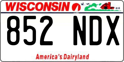 WI license plate 852NDX