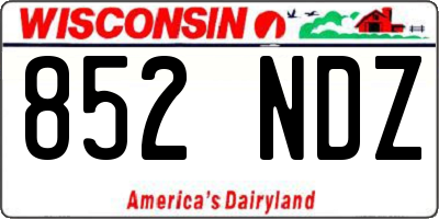 WI license plate 852NDZ