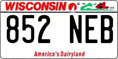 WI license plate 852NEB