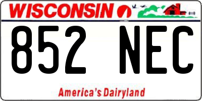 WI license plate 852NEC