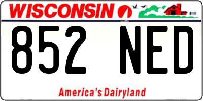 WI license plate 852NED