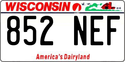WI license plate 852NEF