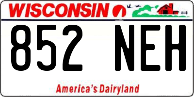 WI license plate 852NEH
