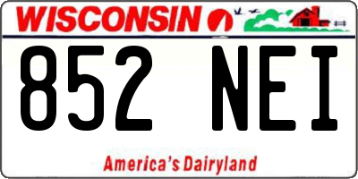 WI license plate 852NEI