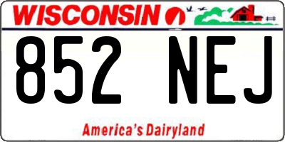 WI license plate 852NEJ