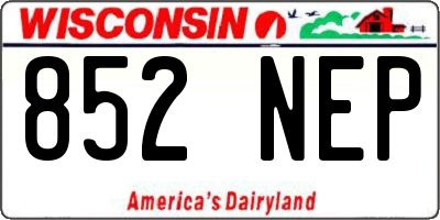 WI license plate 852NEP