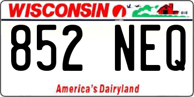 WI license plate 852NEQ