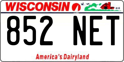 WI license plate 852NET