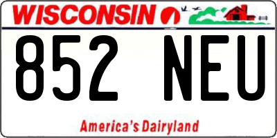 WI license plate 852NEU