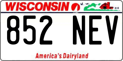 WI license plate 852NEV