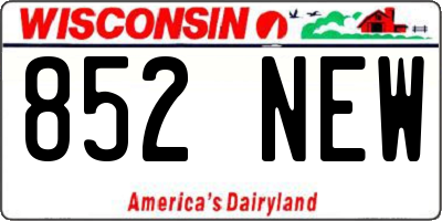 WI license plate 852NEW