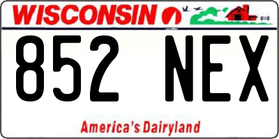 WI license plate 852NEX