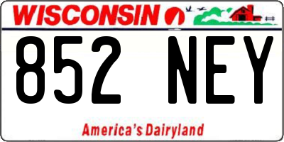 WI license plate 852NEY