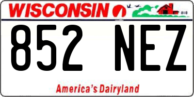 WI license plate 852NEZ