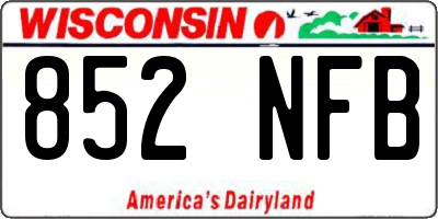 WI license plate 852NFB