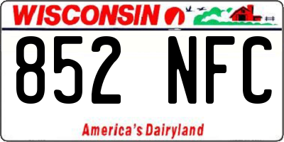 WI license plate 852NFC