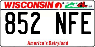WI license plate 852NFE