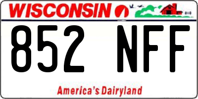 WI license plate 852NFF