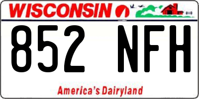 WI license plate 852NFH