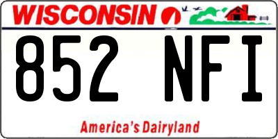 WI license plate 852NFI