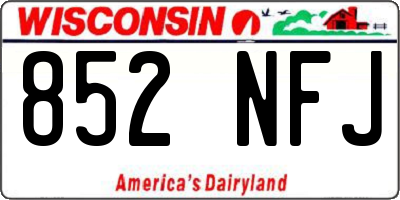 WI license plate 852NFJ