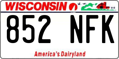 WI license plate 852NFK
