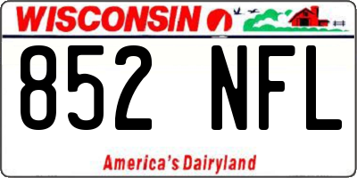 WI license plate 852NFL