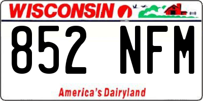 WI license plate 852NFM