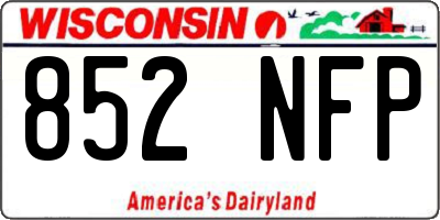 WI license plate 852NFP